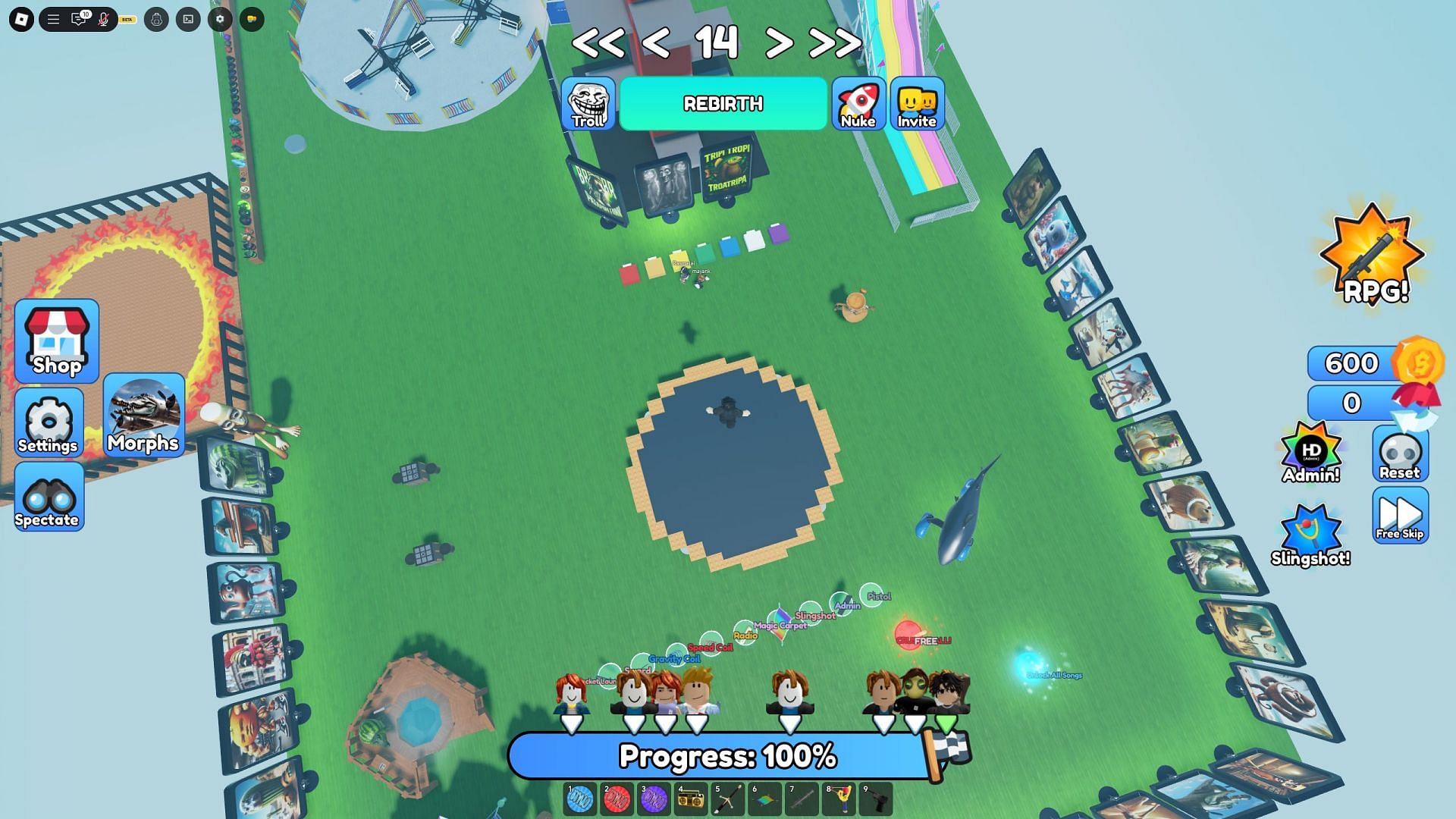 The amusement park at the end of the obby in Italian Brainrot Challenge (Image via Roblox)